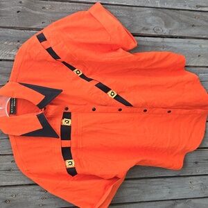MESMERIZE Vintage Women's Orange Button Down Shirt